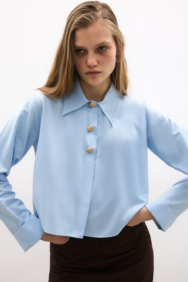 Touche Prive Plava Elegantna Formalna Ležerna Šminkerska Majica Veleprodaja odjeće Proljeće