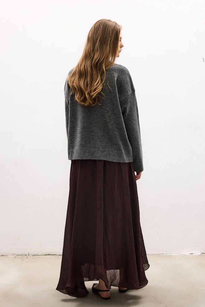 Touche Prive Grey Casual Oversized Sweater With Turtle Neck Wholesale Clothing 5