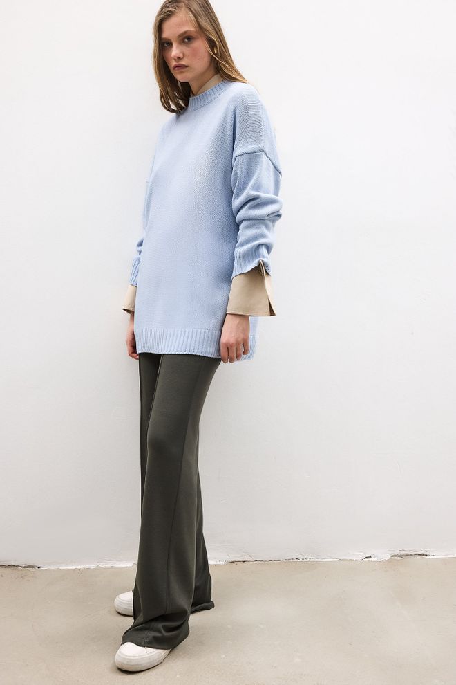 Touche Prive Maglione Blu Oversize Con Girocollo Abbigliamento all'ingrosso Modesto