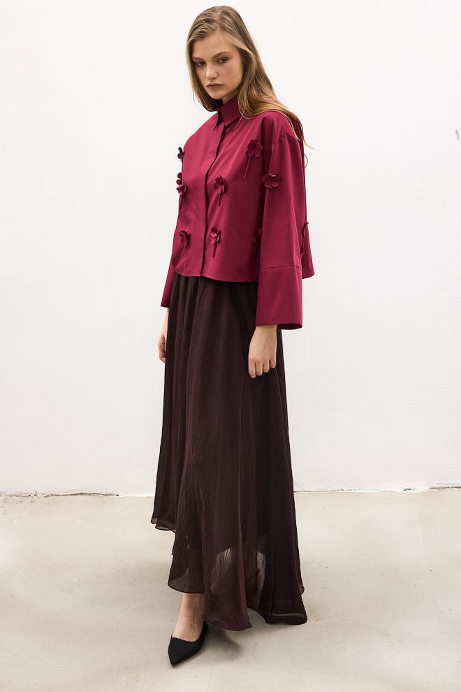 Touche Prive Claret Red Elegant Shirt Wholesale Clothing Vintage