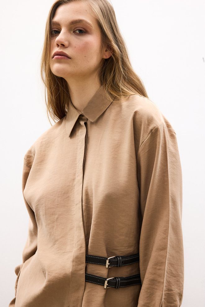 Touche Prive Bruine Casual Formeel Elegant Shirt Groothandel Kleding Casual