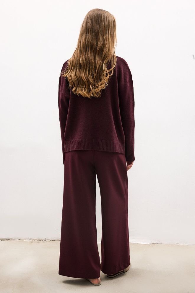 Touche Prive Claret Red Sweater Oversized Fit High Neck Wholesale Clothing 5