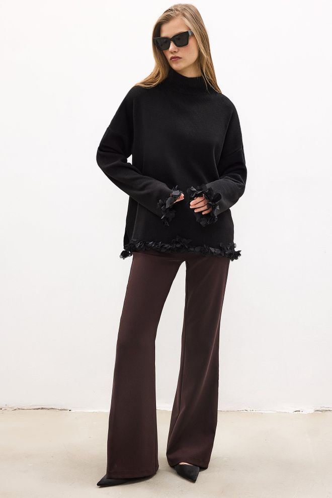 Touche Prive Maglione Nero Elegante Vestibilità Oversize Abbigliamento all'ingrosso Casuale