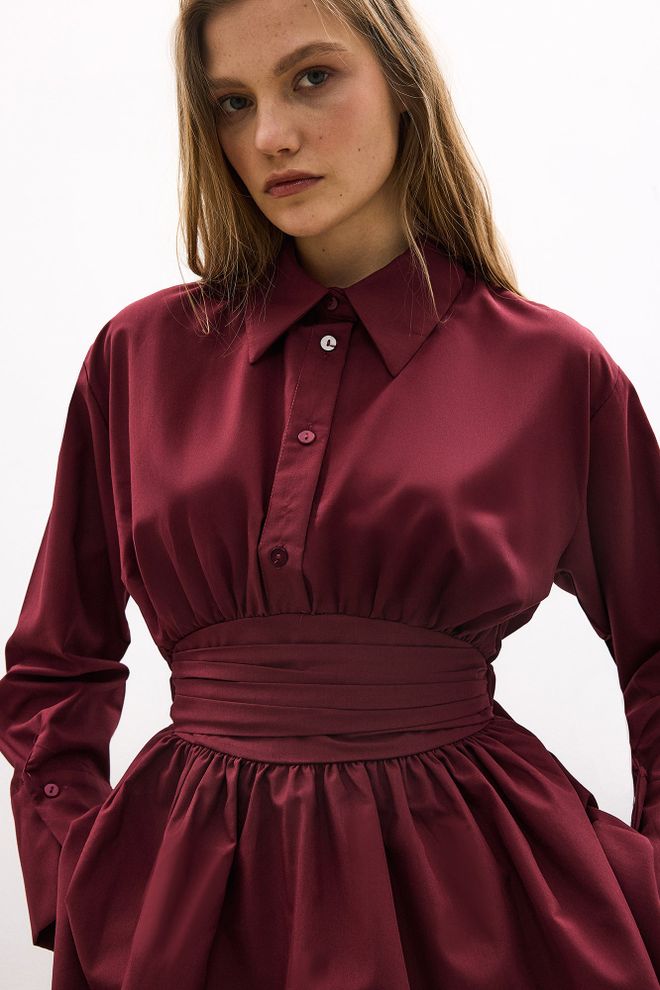 Touche Prive Túnica Elegante Rojo Clarete Ropa al por mayor Modesto