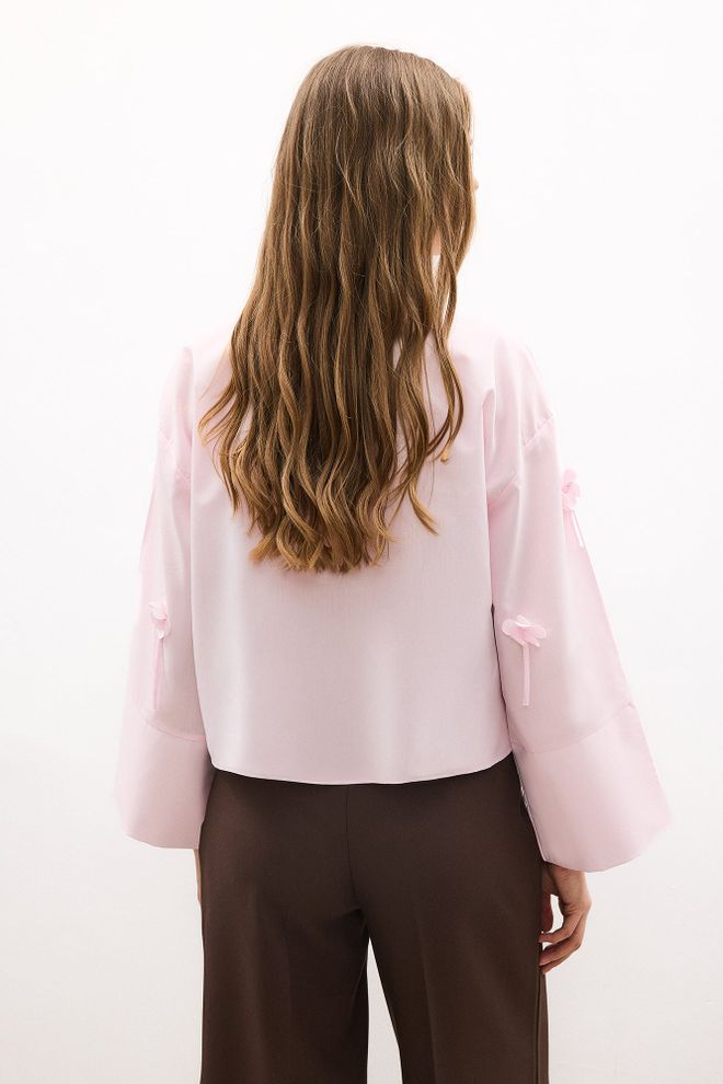 Touche Prive Pink Elegant Oversized Buttoned Shirt Wholesale Clothing Casual