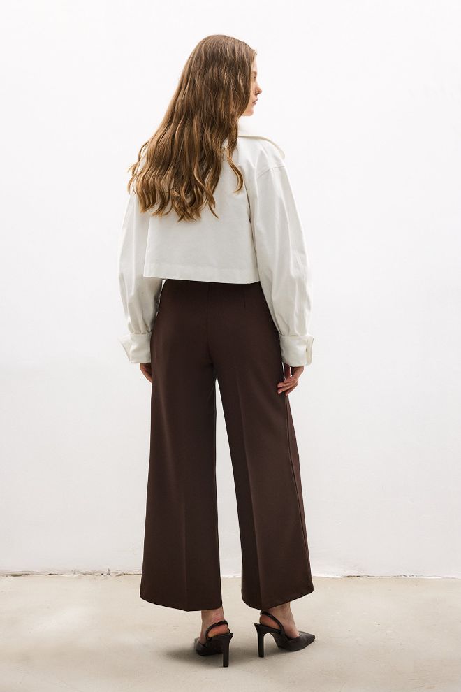 Touche Prive Brown Palazzo Pants Wide Leg High Waist Wholesale Clothing Spring