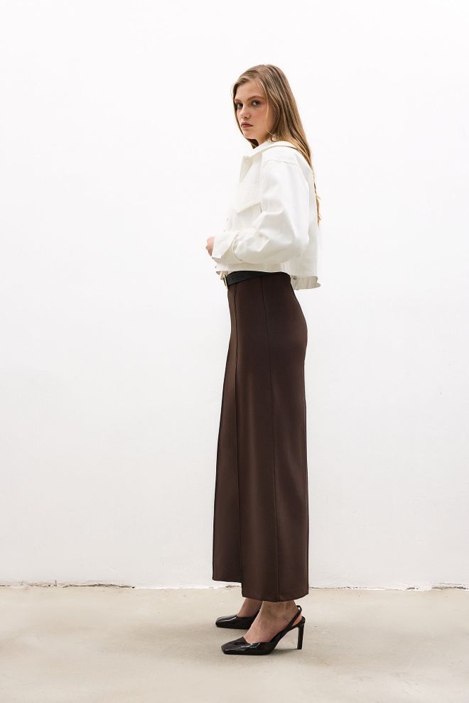 Touche Prive Brown Palazzo Pants Wide Leg High Waist Wholesale Clothing 1