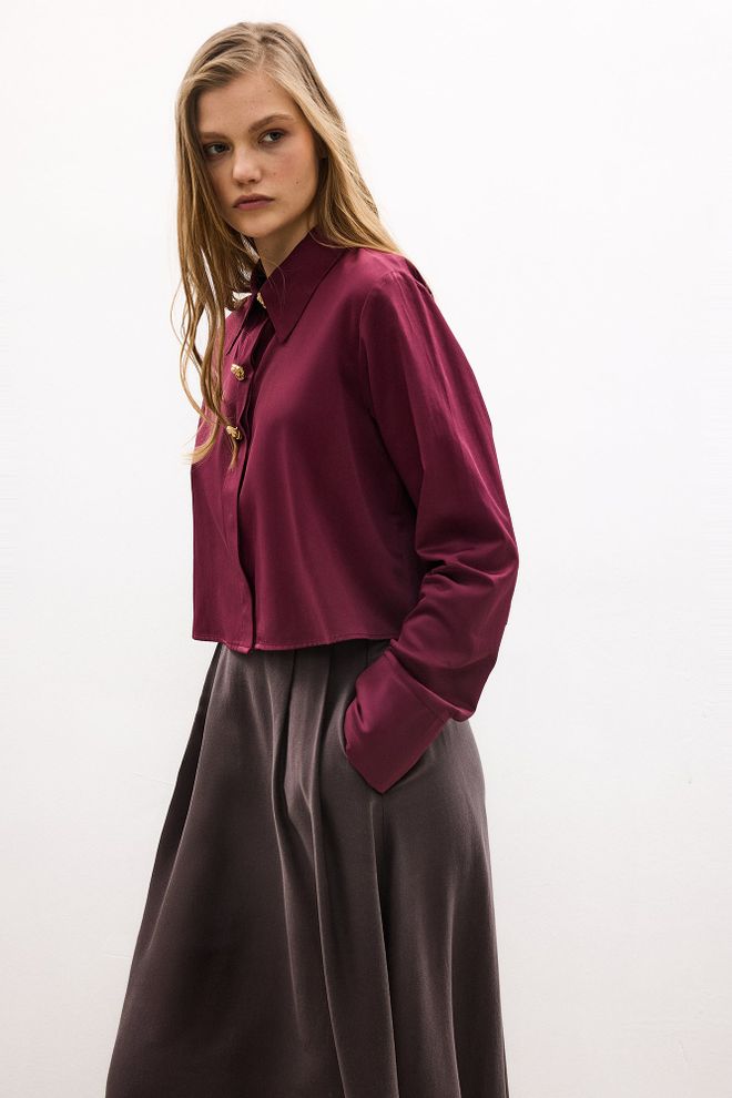 Touche Prive Claret Red Formal Elegant Shirt Wholesale Clothing Elegant