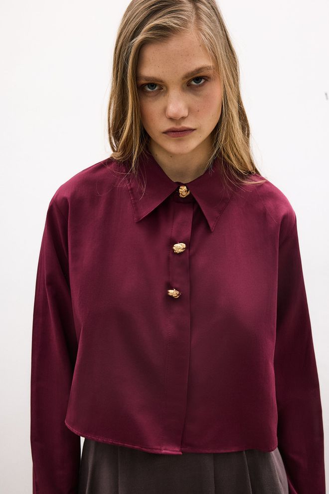 Touche Prive Claret Red Formal Elegant Shirt Wholesale Clothing Spring
