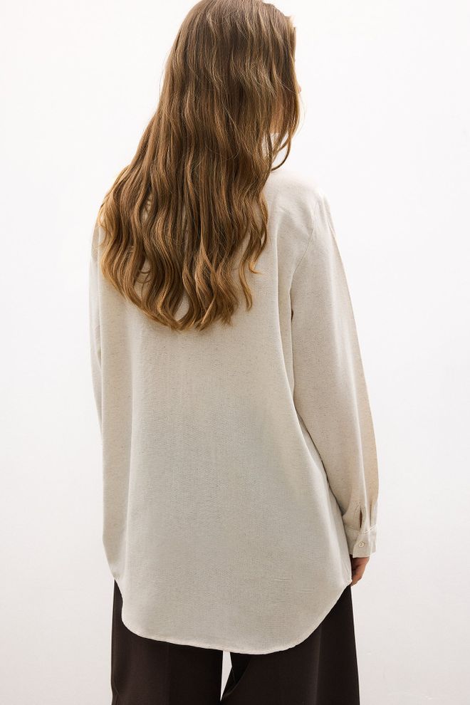 Touche Prive Beige Casual Oversized Floral Shirt Wholesale Clothing 5