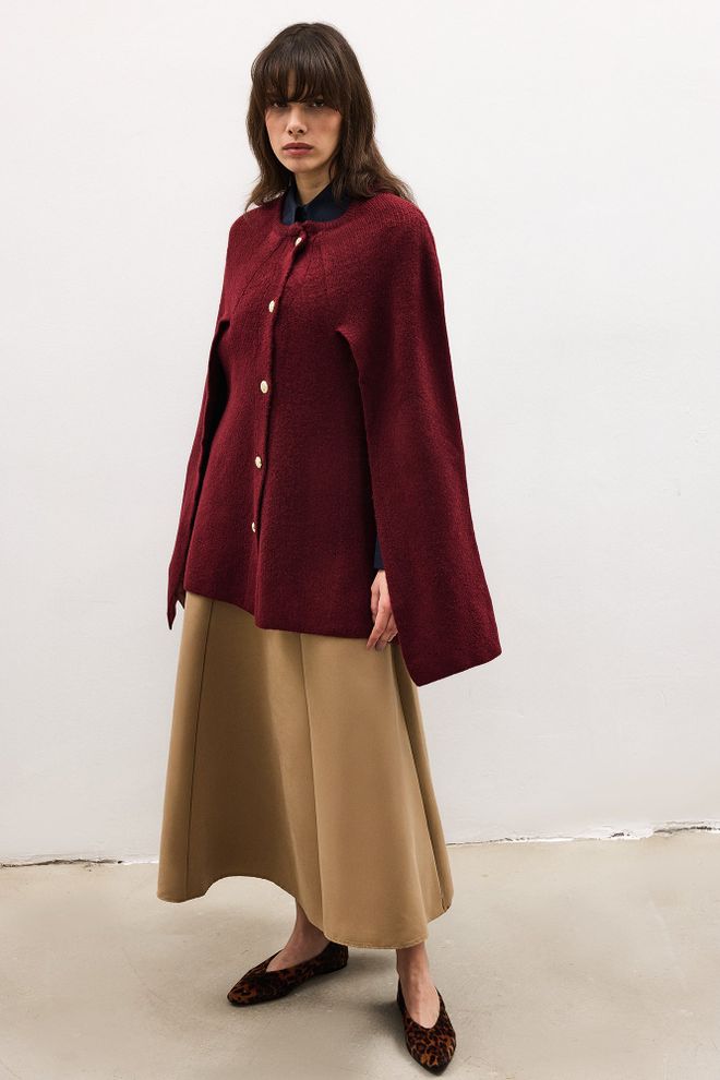 Touche Prive Claret Red Poncho Wholesale Clothing 1