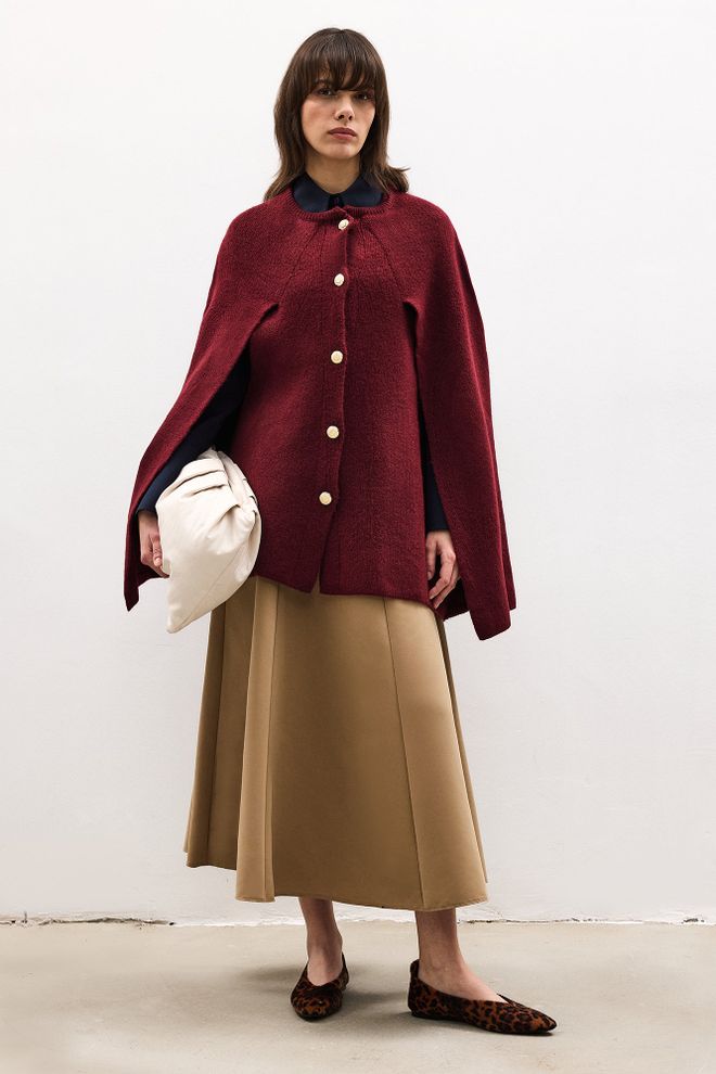 Touche Prive Claret Red Poncho Wholesale Clothing Modest