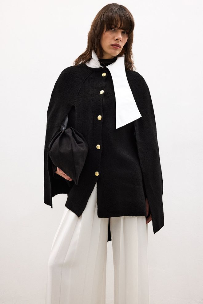 Touche Prive Black Elegant Poncho Wholesale Clothing Work