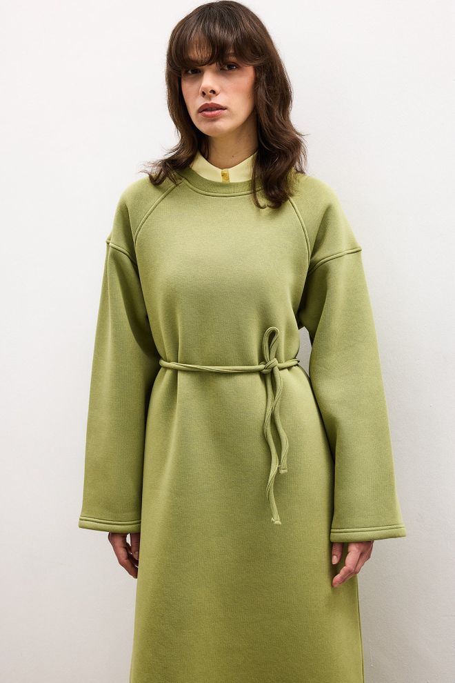 Touche Prive Grünes Maxi Pullover Kleid Mit Langarm Großhandelskleidung Modest