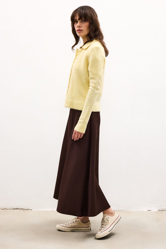 Touche Prive Yellow Casual Elegant Vintage Preppy Retro Cardigan Wholesale Clothing Spring