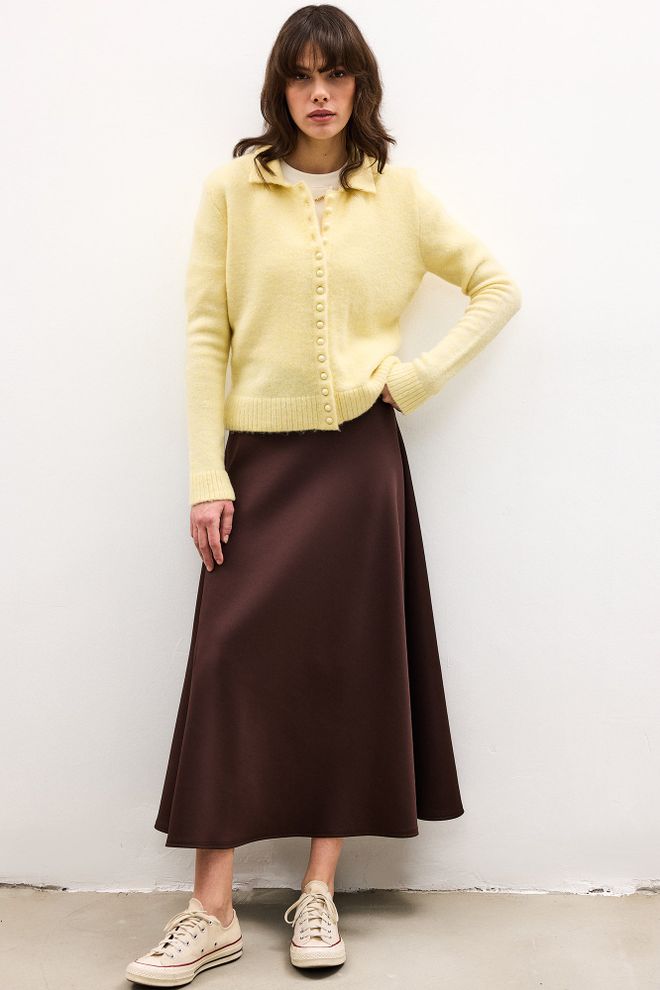 Touche Prive Cardigan Giallo Casual Elegante Annata Preppy Retrò Abbigliamento all'ingrosso Casuale