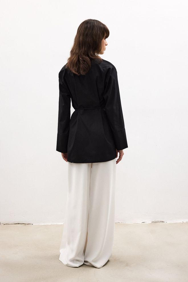 Touche Prive Elegant Black Floral Tie Tunic For Formal Occasions Wholesale Clothing Formal