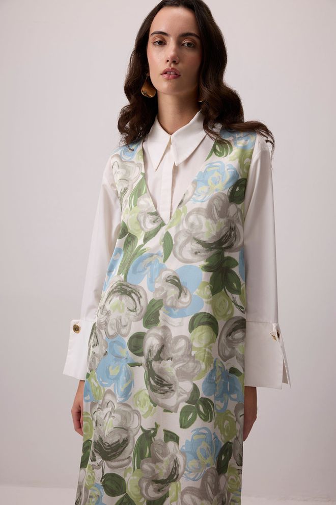 Touche Prive Elegant White Maxi Slip Dress With Long Sleeves Wholesale Clothing Modest