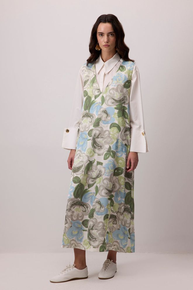 Touche Prive Elegant White Maxi Slip Dress With Long Sleeves Wholesale Clothing 1