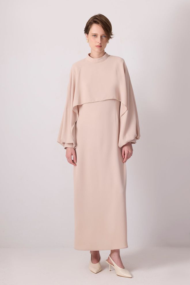 Touche Prive Beige Elegantes Modest Formelles Shift Kleid Großhandelskleidung Modest