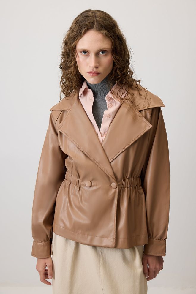 Touche Prive Brown Elegant Single Breasted Blazer Jacket Wholesale Clothing 1