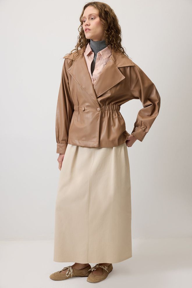 Touche Prive Brown Elegant Single Breasted Blazer Jacket Wholesale Clothing Casual