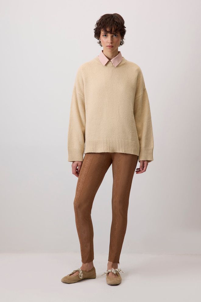 Touche Prive Rjave Pajkice Z Visokim Pasom In Živalskim Tiskom Oblačila na debelo Ležerno