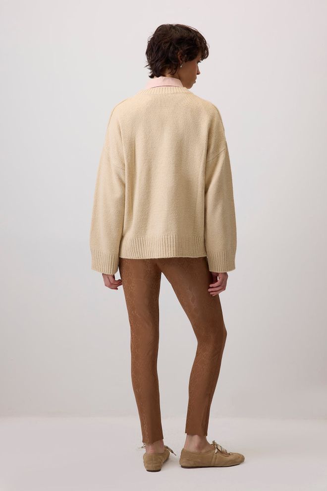 Touche Prive Brown Leggings With High Waist And Animal Print Wholesale Clothing Spring