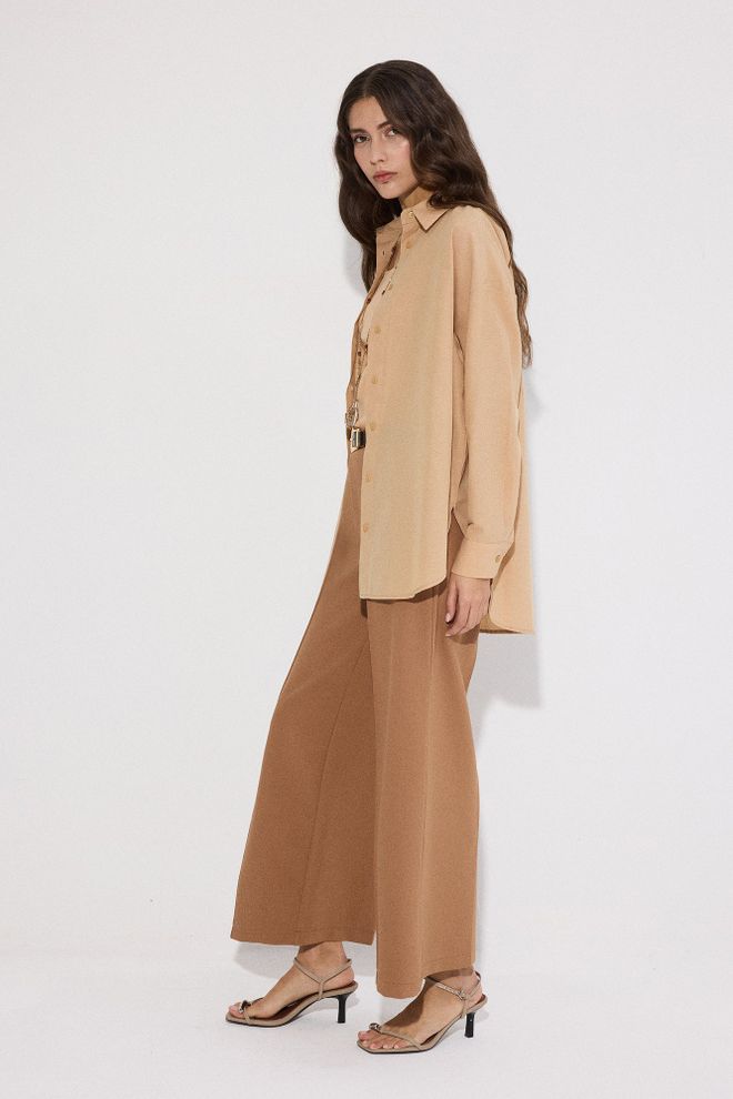 Touche Prive Beige Oversized Fit Polo Neck Shirt Wholesale Clothing Lounge