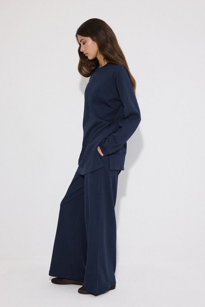 Touche Prive Navy Blue Casual Sport Palazzo Set Wholesale Clothing Modest