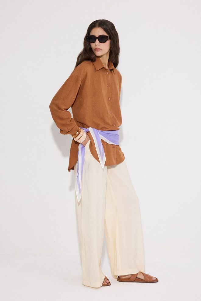 Touche Prive Brown Casual Elegant Formal Shirt Wholesale Clothing Lounge