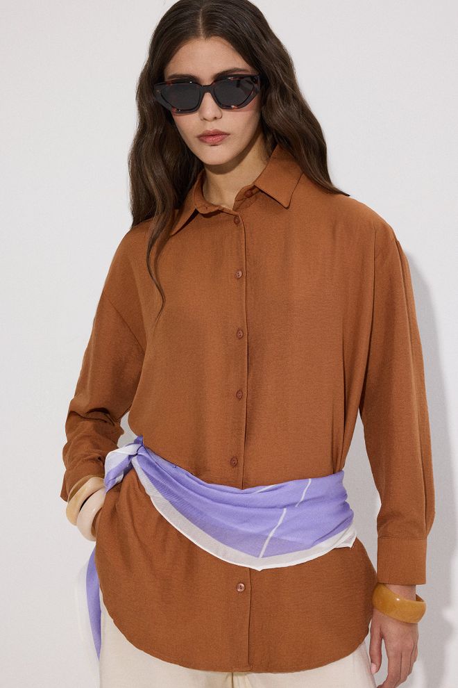 Touche Prive Brown Casual Elegant Formal Shirt Wholesale Clothing 1