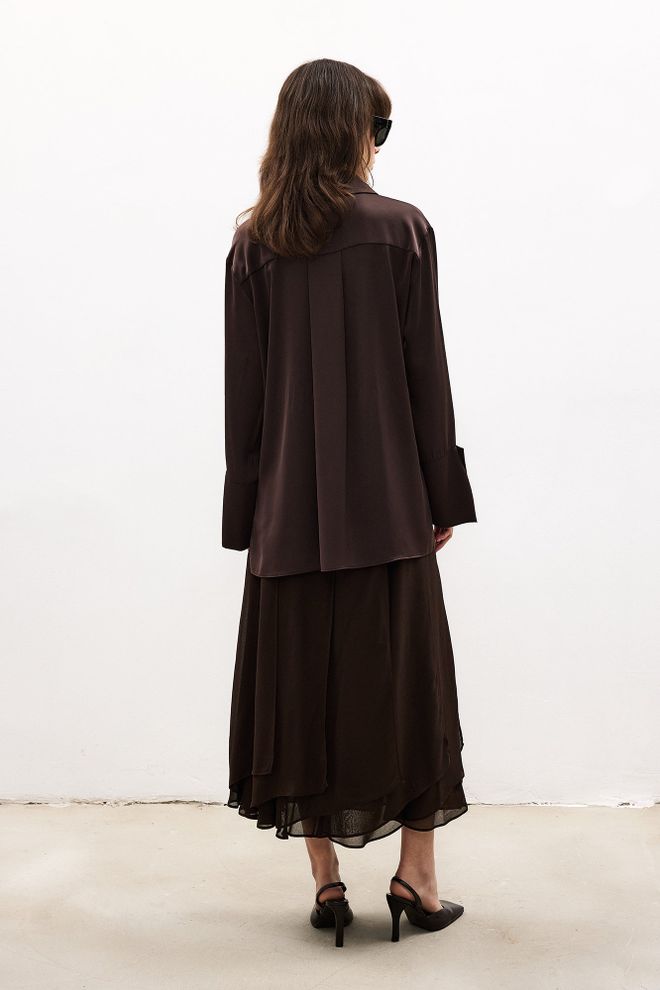 Touche Prive Brown Elegant Formal Vintage Shirt Wholesale Clothing Work