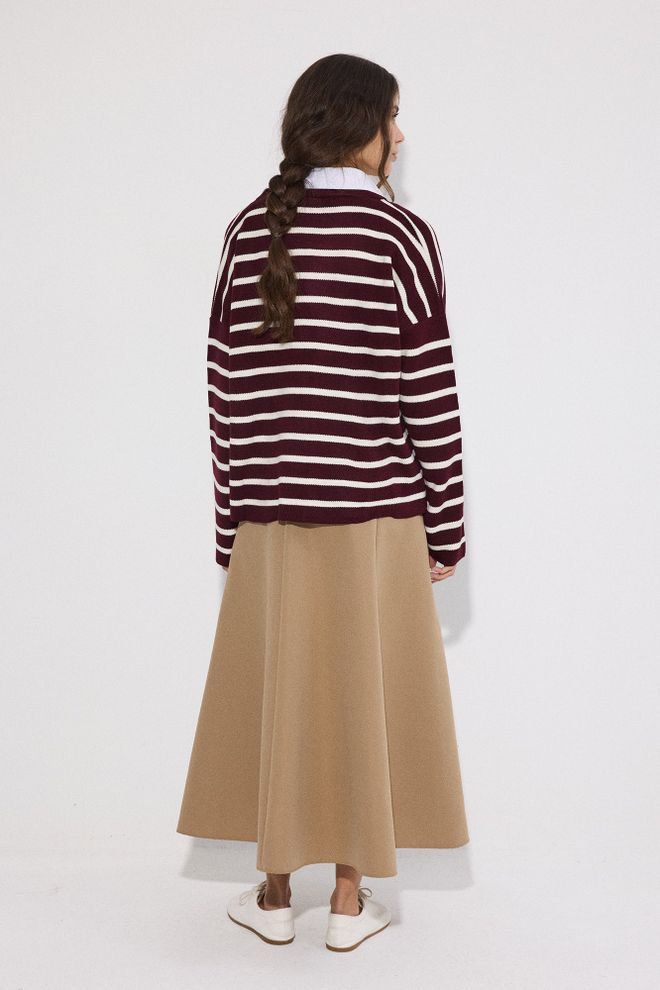 Touche Prive Claret Red Casual Oversized Buttoned Cardigan Wholesale Clothing Vintage