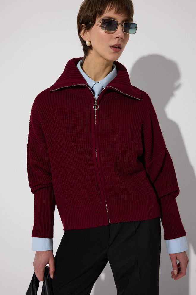 Touche Prive Claret Red Sweater With Hooded Neck Wholesale Clothing Lounge