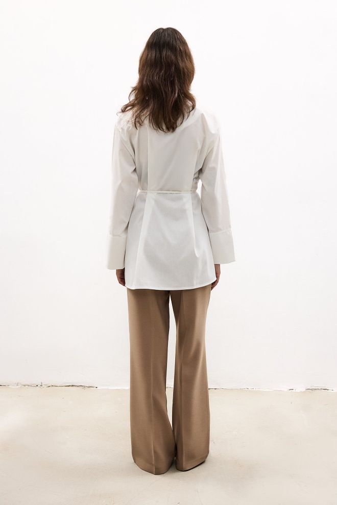 Touche Prive White Elegant Tie Closure V Neck Tunic Wholesale Clothing Casual