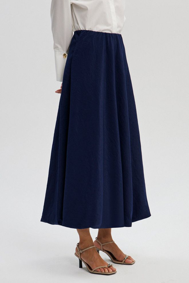 Touche Prive Marineblauwe Elegante Uitlopende Maxi Rok Groothandel Kleding 1
