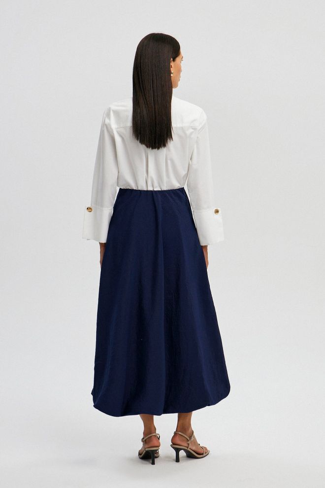 Touche Prive Marineblauwe Elegante Uitlopende Maxi Rok Groothandel Kleding Werk