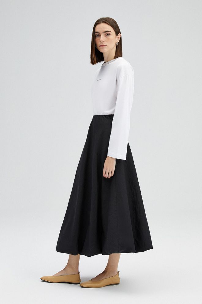 Touche Prive Zwarte Uitlopende Maxi Rok Met Hoge Taille Groothandel Kleding Lente