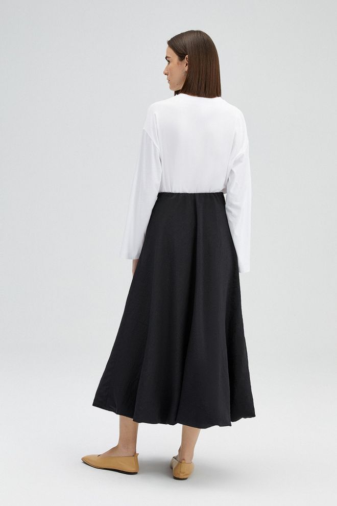 Touche Prive Zwarte Uitlopende Maxi Rok Met Hoge Taille Groothandel Kleding 1