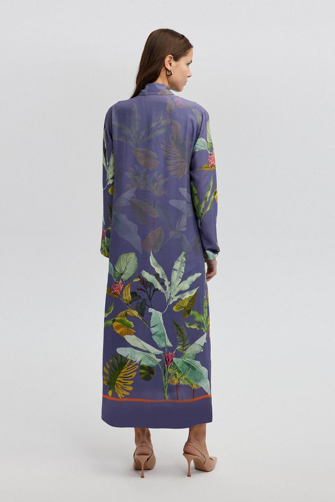 Touche Prive Синее Макси Платье рубашка С Цветочным Узором Оптовая продажа одежды Повседневный