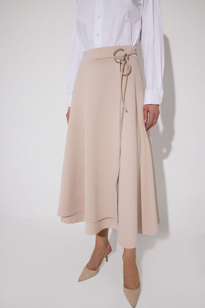 Touche Prive Smėlio Spalvos Midi Ilgio Sijonas Su Aukštu Liemeniu Didmeninė prekyba drabužiais Kokteilinė