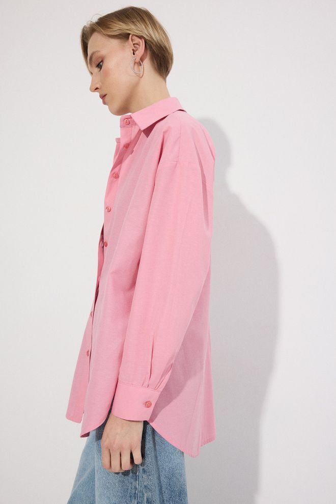 Touche Prive Chemise Rose Décontractée Grande Taille Col Polo Vêtements en gros Décontracté