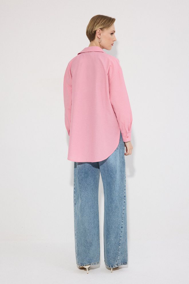 Touche Prive Pink Casual Oversized Polo Neck Shirt Wholesale Clothing Lounge