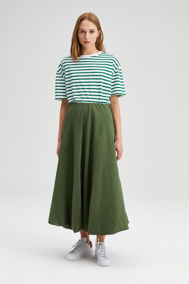 Touche Prive Groen A lijn Maxi Hoge Taille Pull On Groothandel Kleding 1