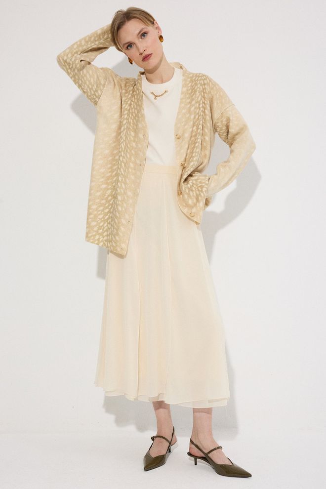 Touche Prive Bež Ležerni Vintage Elegantan Kardigan Veleprodaja odjeće Skroman