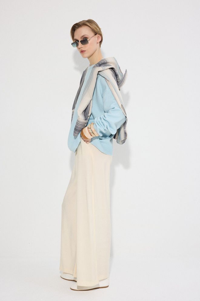 Touche Prive Blue Casual Elegant Preppy Sweater Wholesale Clothing Lounge