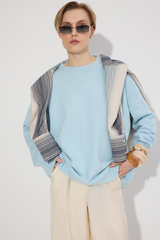 Touche Prive Blue Casual Elegant Preppy Sweater Wholesale Clothing Preppy