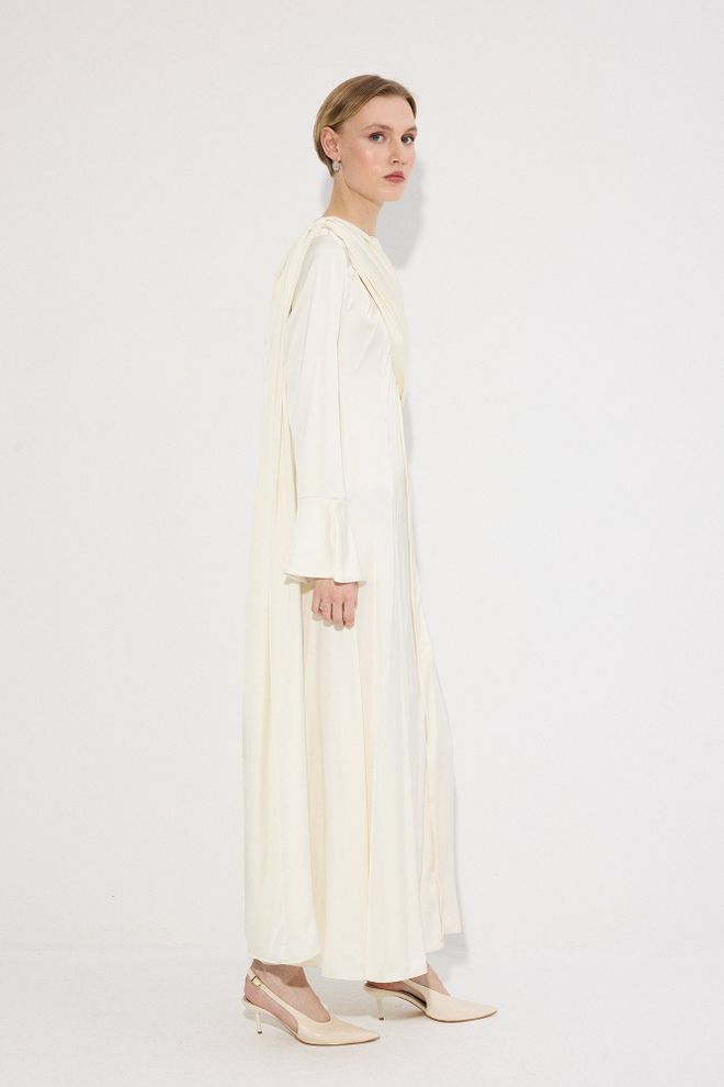 Touche Prive White Elegant Maxi A Line Dress With Bell Sleeves Wholesale Clothing Formal