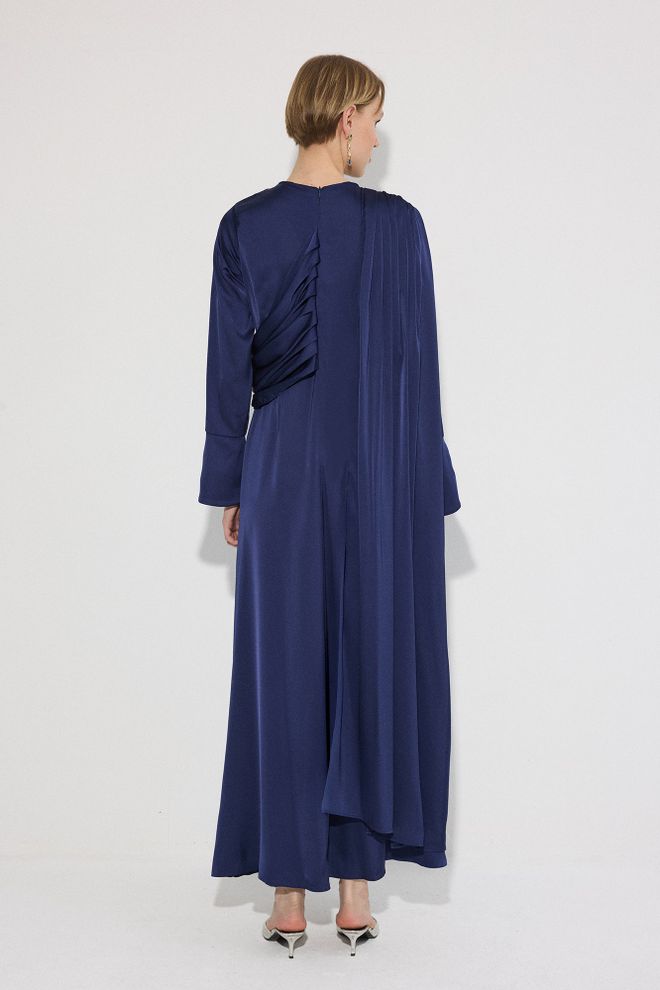 Touche Prive Navy Blue Elegant Maxi A Line Dress Long Sleeve Formal Wholesale Clothing Cocktail